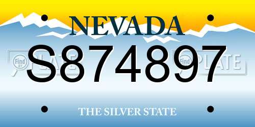 S874897 Nevada License Plate