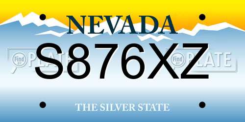 S876XZ Nevada License Plate