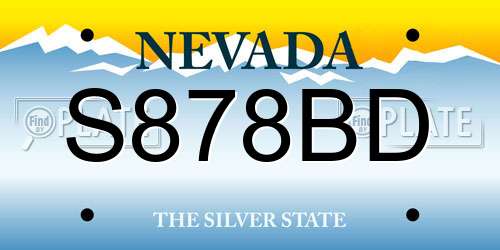 S878BD Nevada License Plate