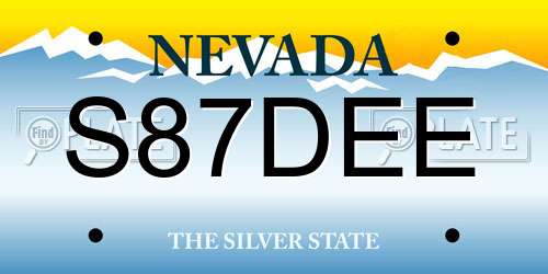 S87DEE Nevada License Plate