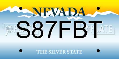 S87FBT Nevada License Plate