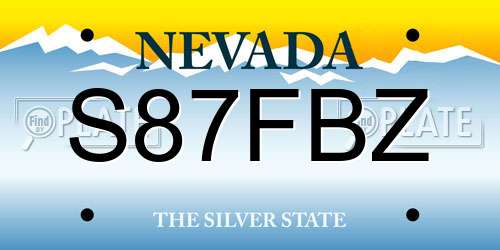 S87FBZ Nevada License Plate