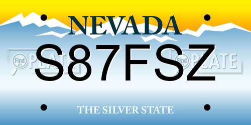 S87FSZ Nevada License Plate