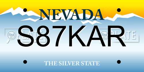 S87KAR Nevada License Plate