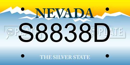 S8838D Nevada License Plate