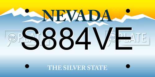 S884VE Nevada License Plate
