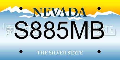 S885MB Nevada License Plate