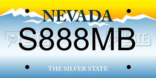 S888MB Nevada License Plate