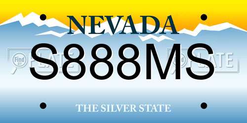 S888MS Nevada License Plate