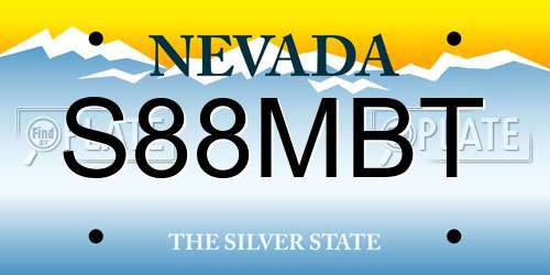 S88MBT Nevada License Plate