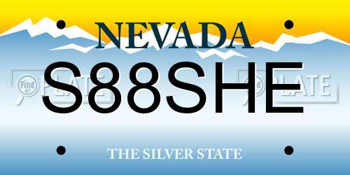 S88SHE Nevada License Plate