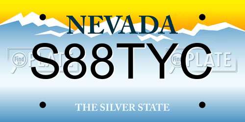 S88TYC Nevada License Plate