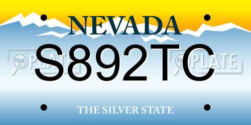 S892TC Nevada License Plate