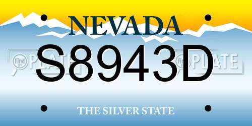 S8943D Nevada License Plate