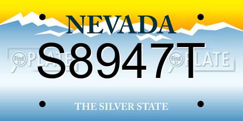 S8947T Nevada License Plate
