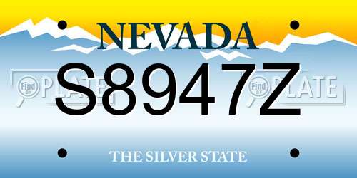 S8947Z Nevada License Plate