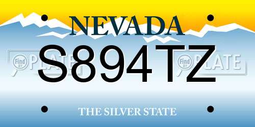 S894TZ Nevada License Plate