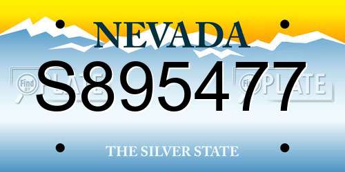 S895477 Nevada License Plate
