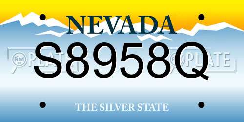 S8958Q Nevada License Plate