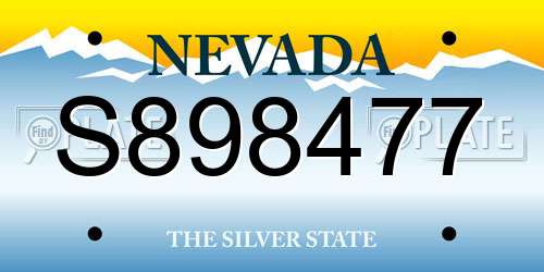 S898477 Nevada License Plate