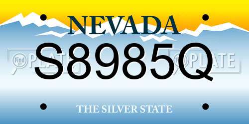 S8985Q Nevada License Plate