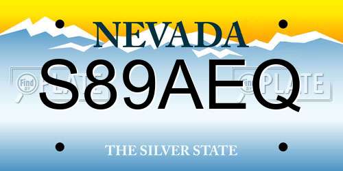 S89AEQ Nevada License Plate
