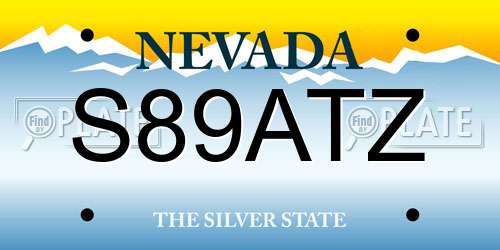 S89ATZ Nevada License Plate