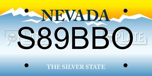 S89BBO Nevada License Plate