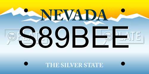 S89BEE Nevada License Plate