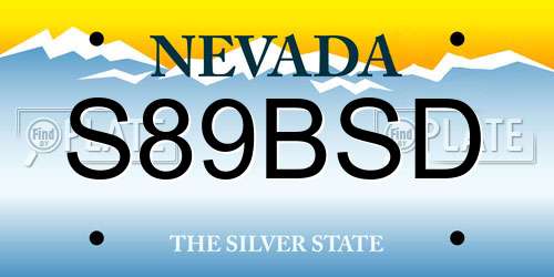S89BSD Nevada License Plate