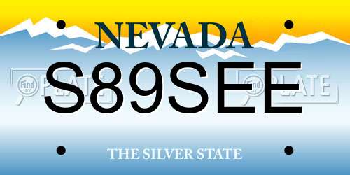 S89SEE Nevada License Plate