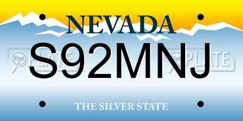 S92MNJ Nevada License Plate