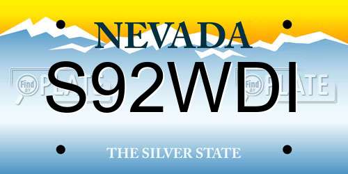 S92WDI Nevada License Plate