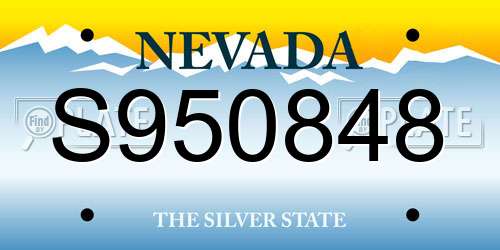 S950848 Nevada License Plate