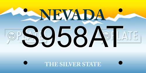 S958AT Nevada License Plate