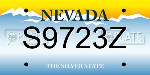 S9723Z Nevada License Plate