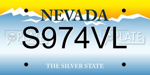 S974VL Nevada License Plate