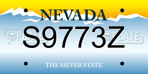 S9773Z Nevada License Plate