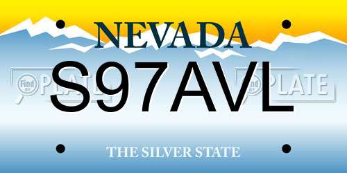 S97AVL Nevada License Plate