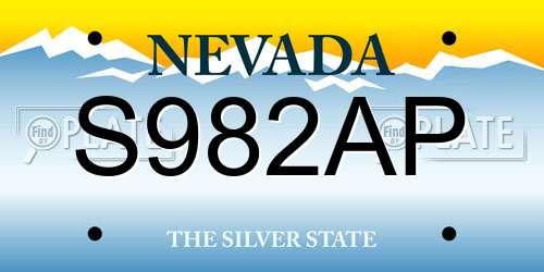 S982AP Nevada License Plate