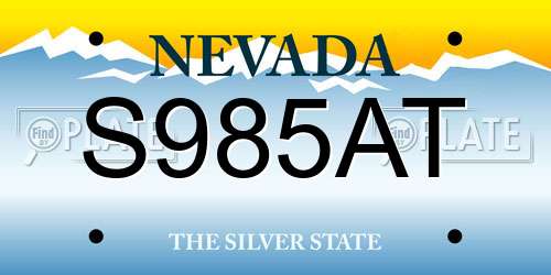 S985AT Nevada License Plate