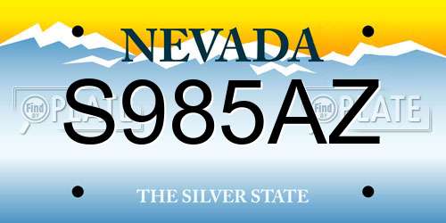 S985AZ Nevada License Plate