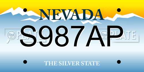 S987AP Nevada License Plate