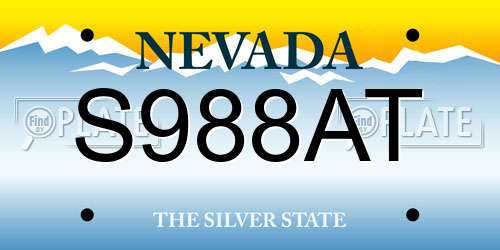 S988AT Nevada License Plate