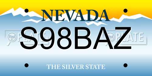 S98BAZ Nevada License Plate
