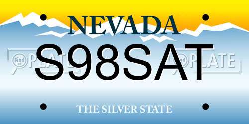 S98SAT Nevada License Plate