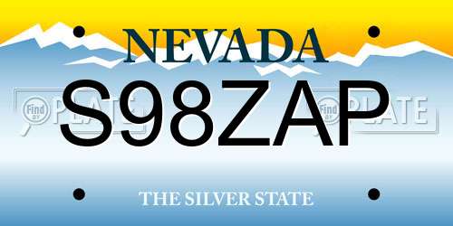 S98ZAP Nevada License Plate