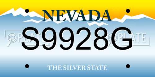 S9928G Nevada License Plate