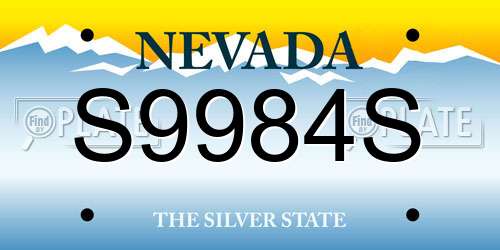 S9984S Nevada License Plate