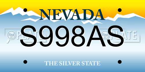 S998AS Nevada License Plate